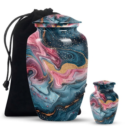 10 inch abstract aluminium memorial urn for ashes.