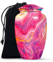 Classic abstract urn for cremation, a velvet pouch for ashes