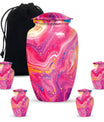 Classic abstract urn for cremation, a velvet pouch for ashes