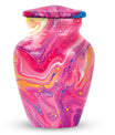 Classic abstract urn for cremation, a velvet pouch for ashes