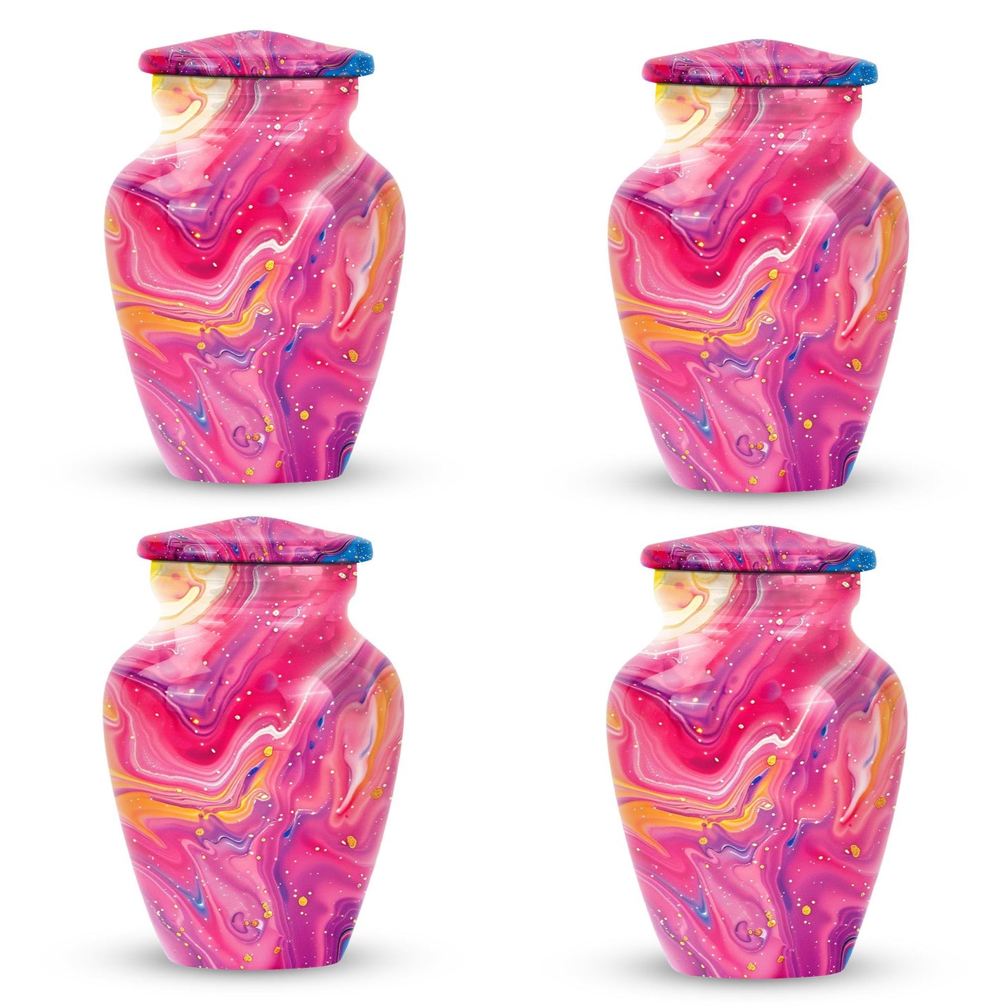 Classic abstract urn for cremation, a velvet pouch for ashes