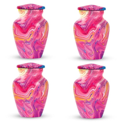 Classic abstract urn for cremation, a velvet pouch for ashes