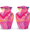 Classic abstract urn for cremation, a velvet pouch for ashes