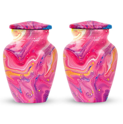 Classic abstract urn for cremation, a velvet pouch for ashes