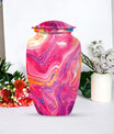 Classic abstract urn for cremation, a velvet pouch for ashes