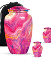Classic abstract urn for cremation, a velvet pouch for ashes