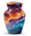 Abstract 10 inch classic aluminum cremation urn.