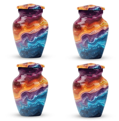 Abstract 10 inch classic aluminum cremation urn.