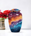 Abstract 10 inch classic aluminum cremation urn.