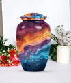 Abstract 10 inch classic aluminum cremation urn.