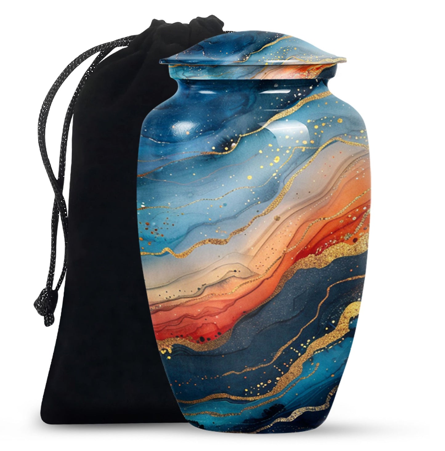 Classic 10-inch abstract urn for burial cremation.