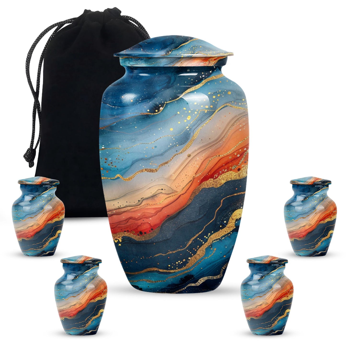 Classic 10-inch abstract urn for burial cremation.