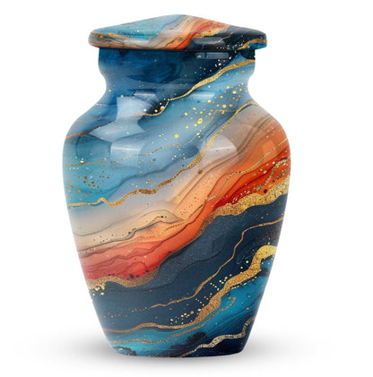 Classic 10-inch abstract urn for burial cremation.