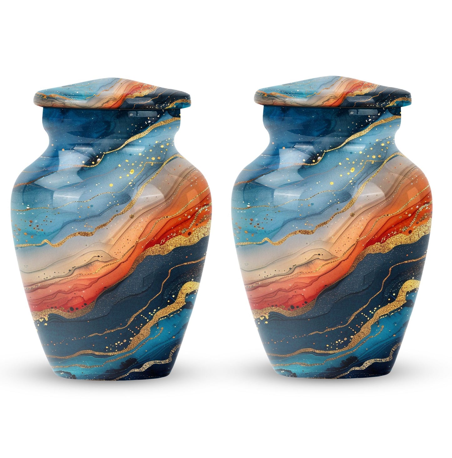 Classic 10-inch abstract urn for burial cremation.