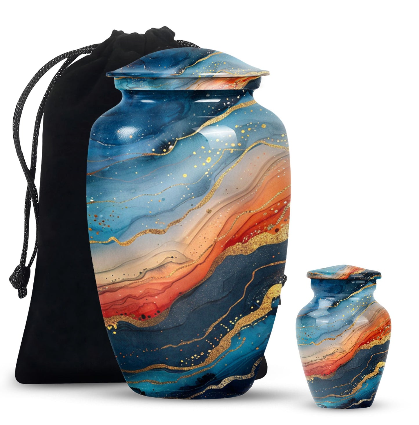 Classic 10-inch abstract urn for burial cremation.