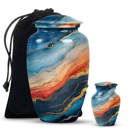 Classic 10-inch abstract urn for burial cremation.
