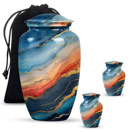 Classic 10-inch abstract urn for burial cremation.