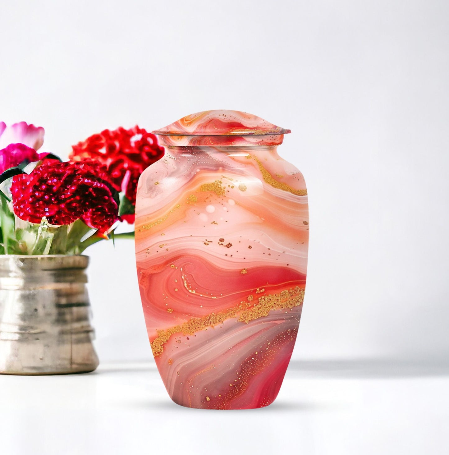 Abstract Classic Aluminium Urn for adult female ashes