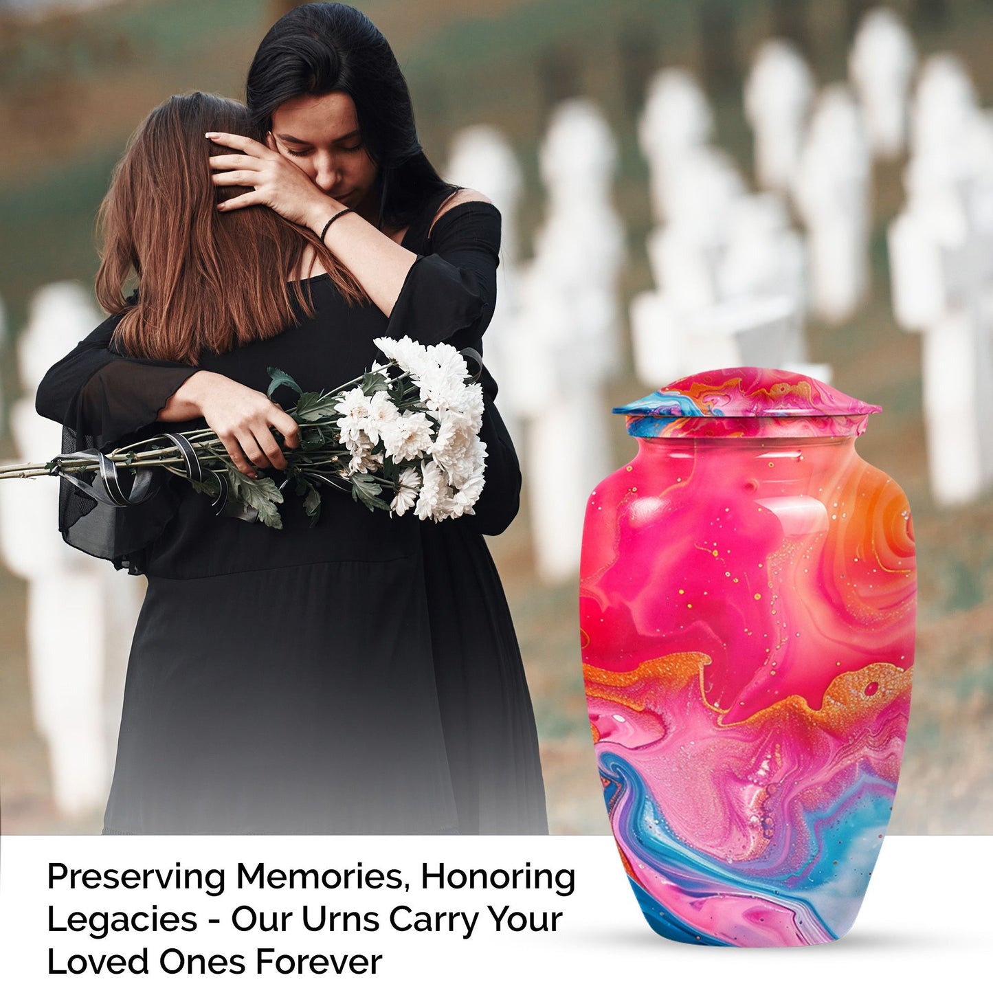 Abstract Aluminium Urn for men, personalized engraving.
