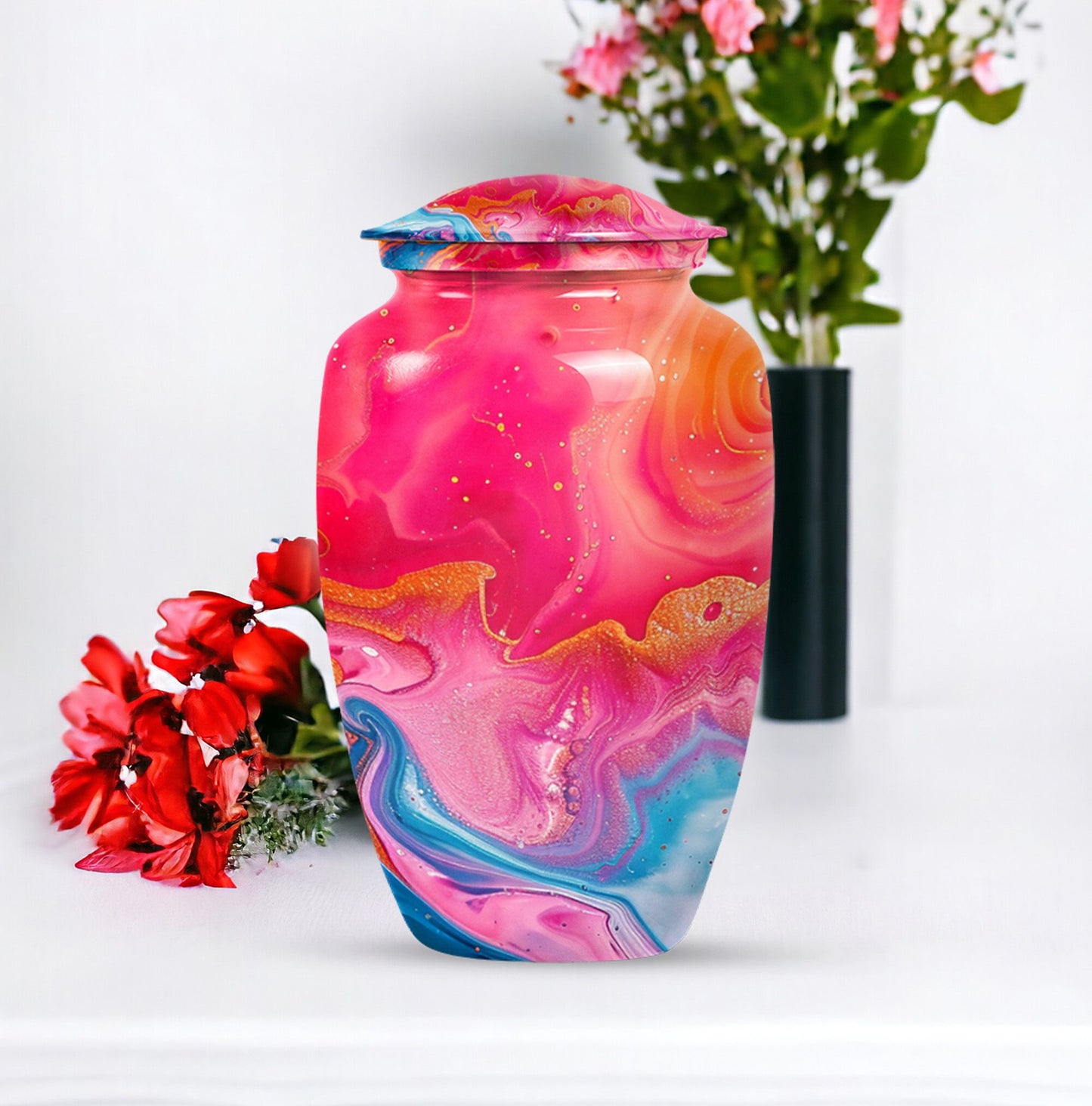 Abstract Aluminium Urn for men, personalized engraving.