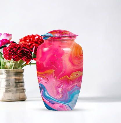Abstract Aluminium Urn for men, personalized engraving.