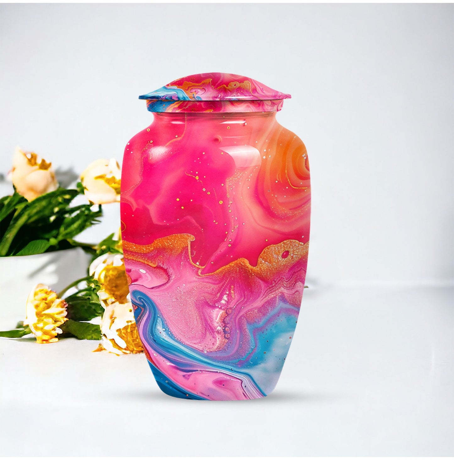 Abstract Aluminium Urn for men, personalized engraving.