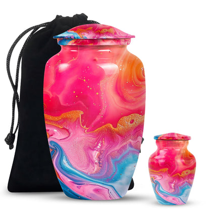 Abstract Aluminium Urn for men, personalized engraving.