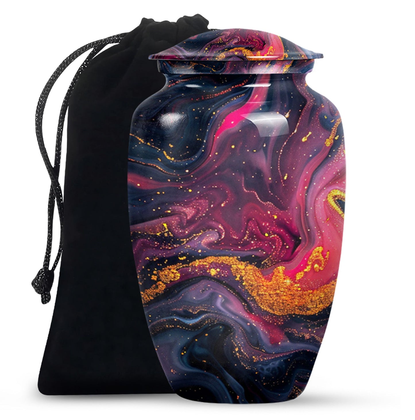 Classic 10-inch Abstract Urn, aluminium funeral cremation urn for women.