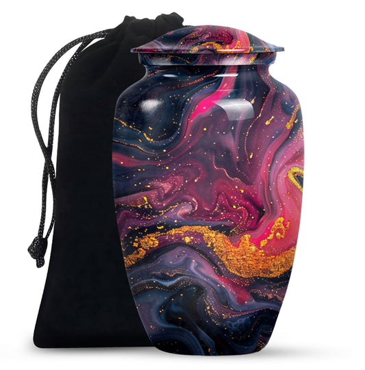 Classic 10-inch Abstract Urn, aluminium funeral cremation urn for women.