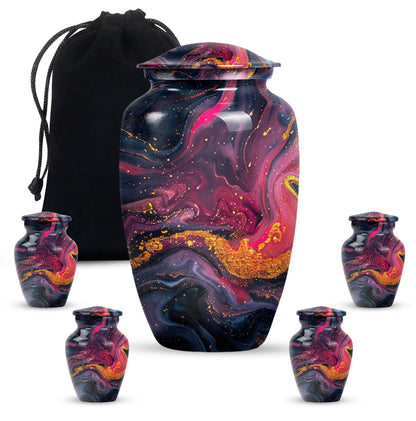 Classic 10-inch Abstract Urn, aluminium funeral cremation urn for women.