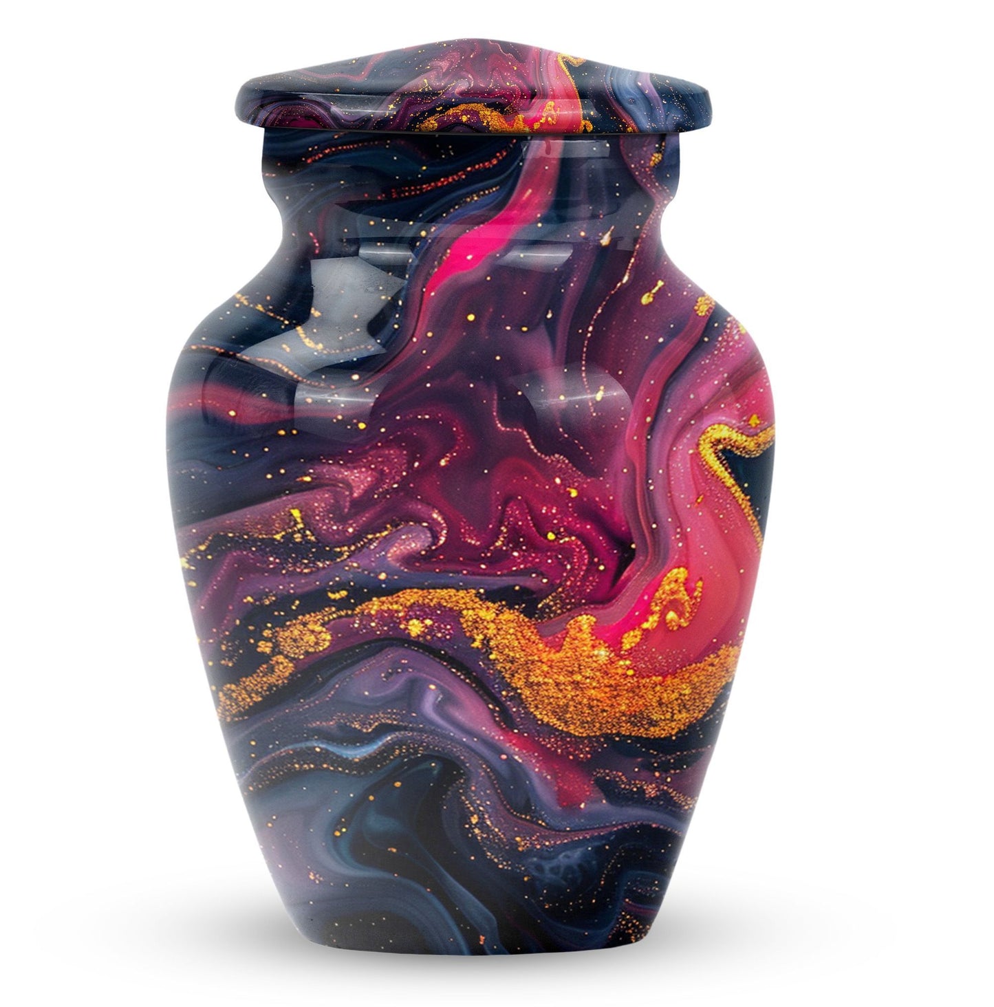 Classic 10-inch Abstract Urn, aluminium funeral cremation urn for women.