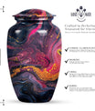 Classic 10-inch Abstract Urn, aluminium funeral cremation urn for women.