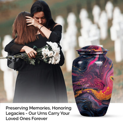 Classic 10-inch Abstract Urn, aluminium funeral cremation urn for women.