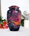 Classic 10-inch Abstract Urn, aluminium funeral cremation urn for women.