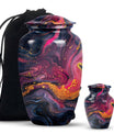 Classic 10-inch Abstract Urn, aluminium funeral cremation urn for women.