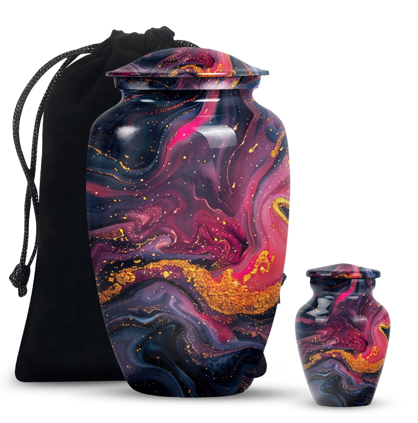 Classic 10-inch Abstract Urn, aluminium funeral cremation urn for women.