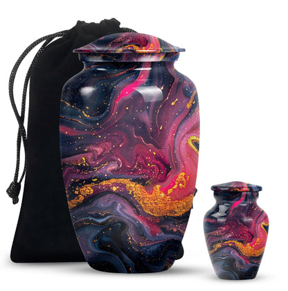 Classic 10-inch Abstract Urn, aluminium funeral cremation urn for women.
