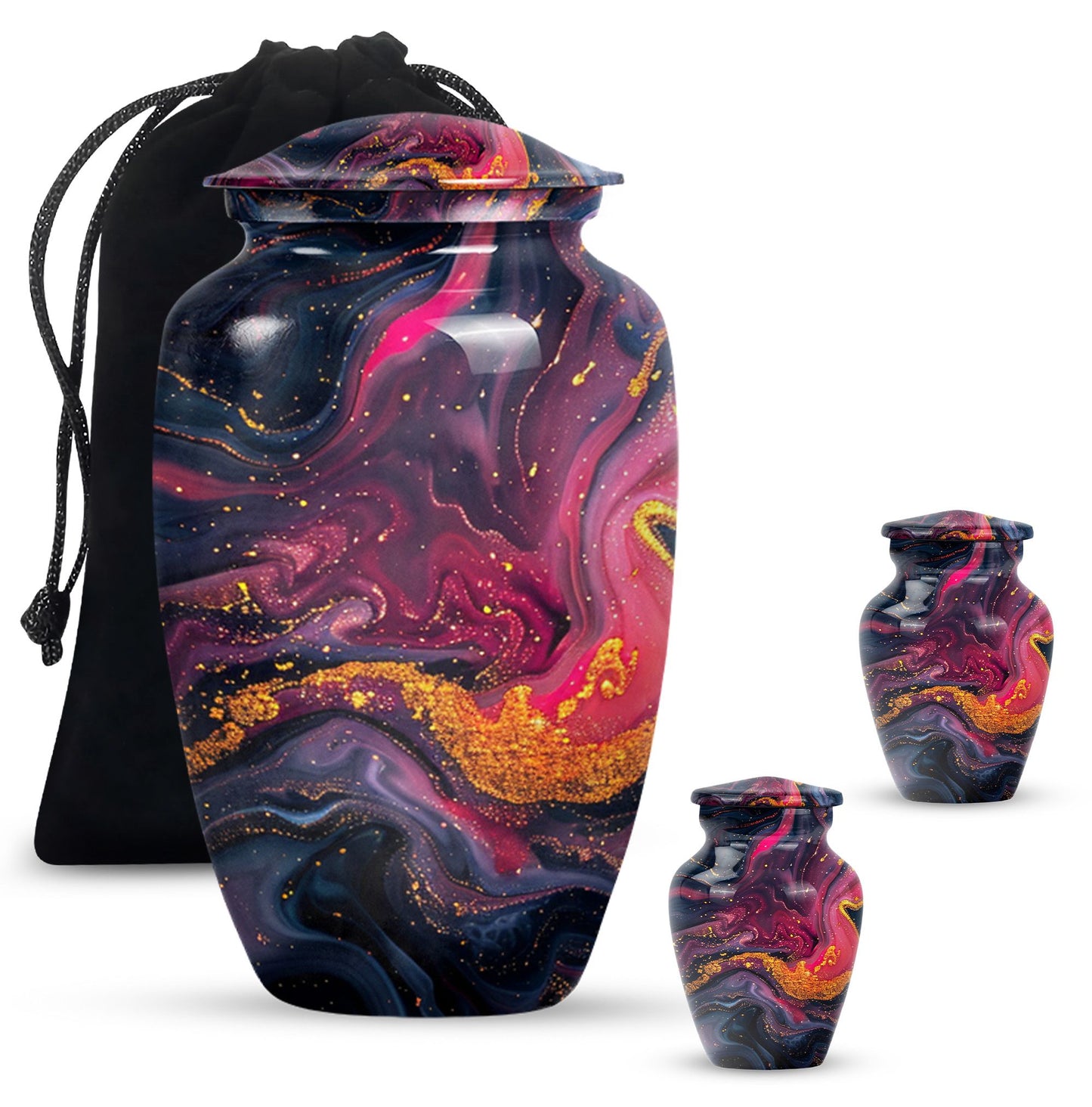 Classic 10-inch Abstract Urn, aluminium funeral cremation urn for women.