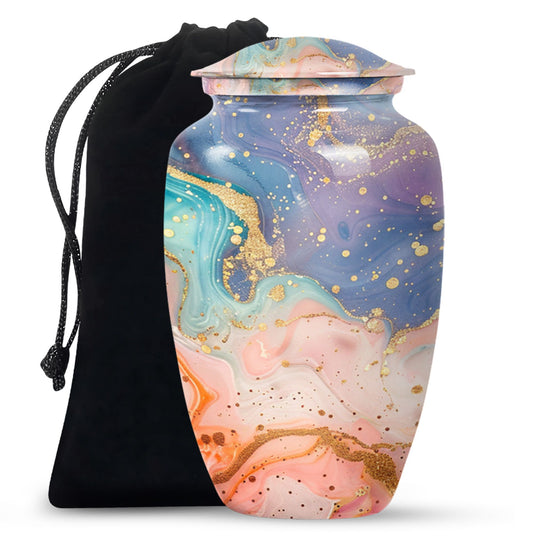 Abstract Urn for adult human ashes, customizable with names