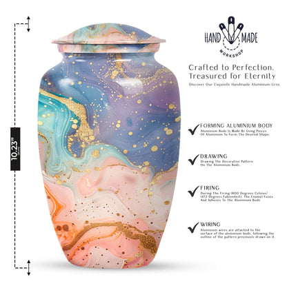 Abstract Urn for adult human ashes, customizable with names