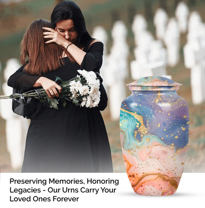 Abstract Urn for adult human ashes, customizable with names