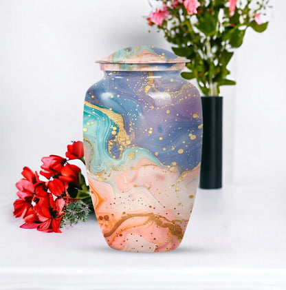 Abstract Urn for adult human ashes, customizable with names