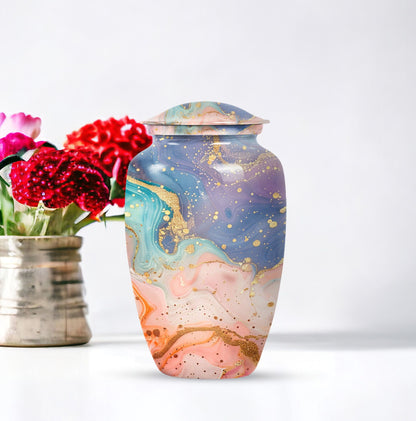 Abstract Urn for adult human ashes, customizable with names