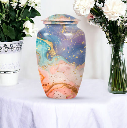 Abstract Urn for adult human ashes, customizable with names