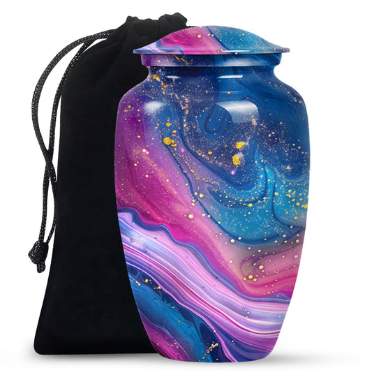 Abstract large cremation urn with personalizable engraving.