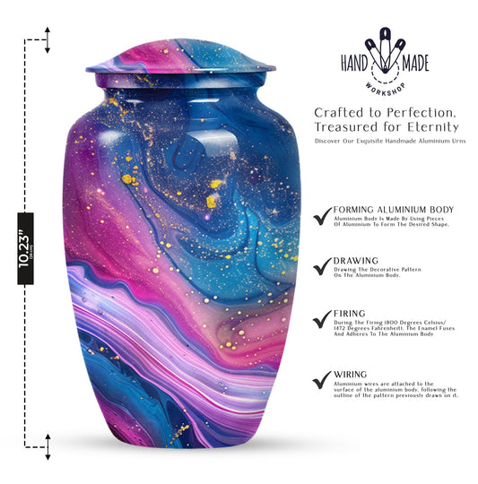 Abstract large cremation urn with personalizable engraving.