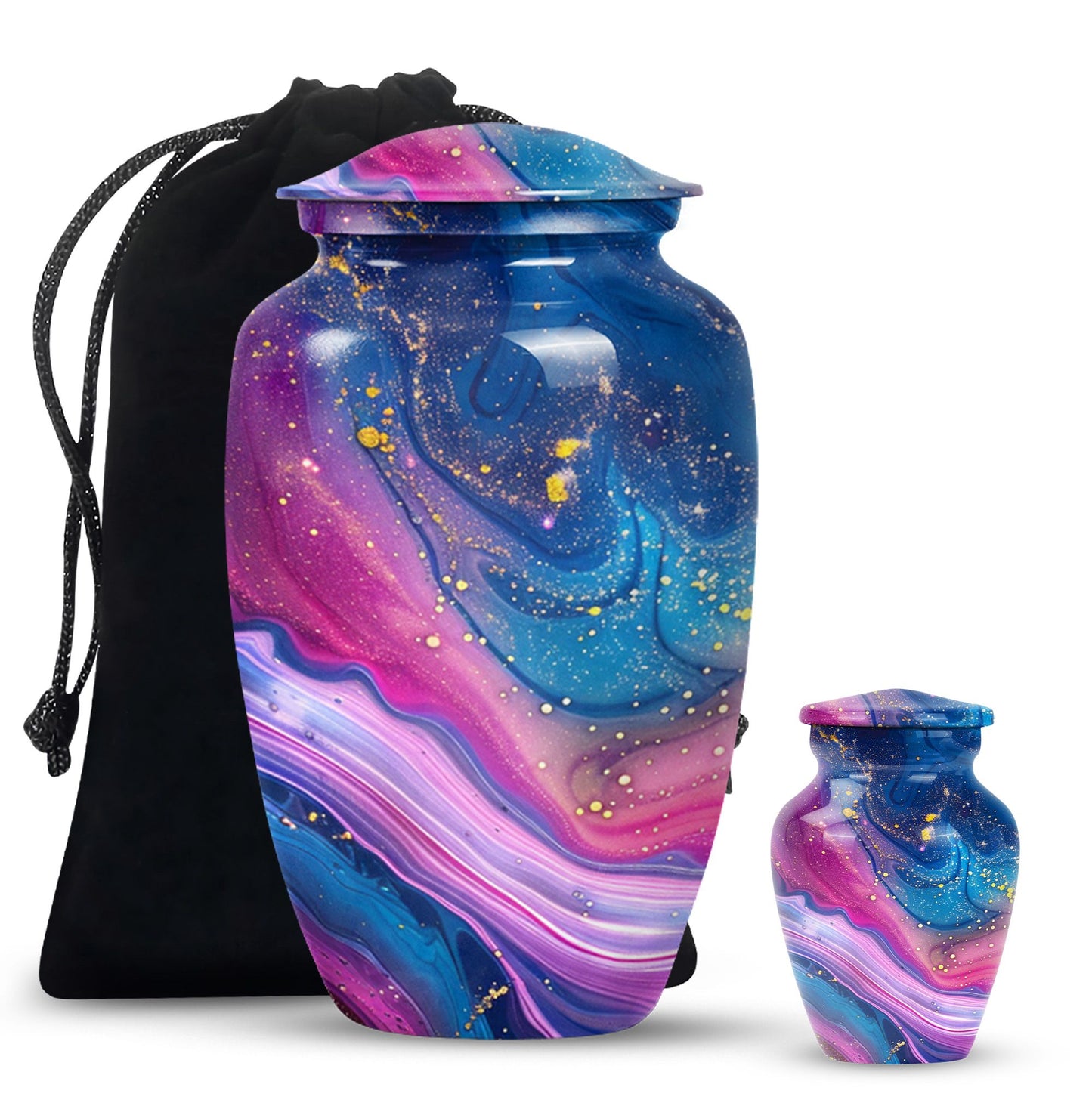Abstract large cremation urn with personalizable engraving.