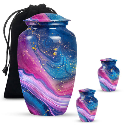 Abstract large cremation urn with personalizable engraving.