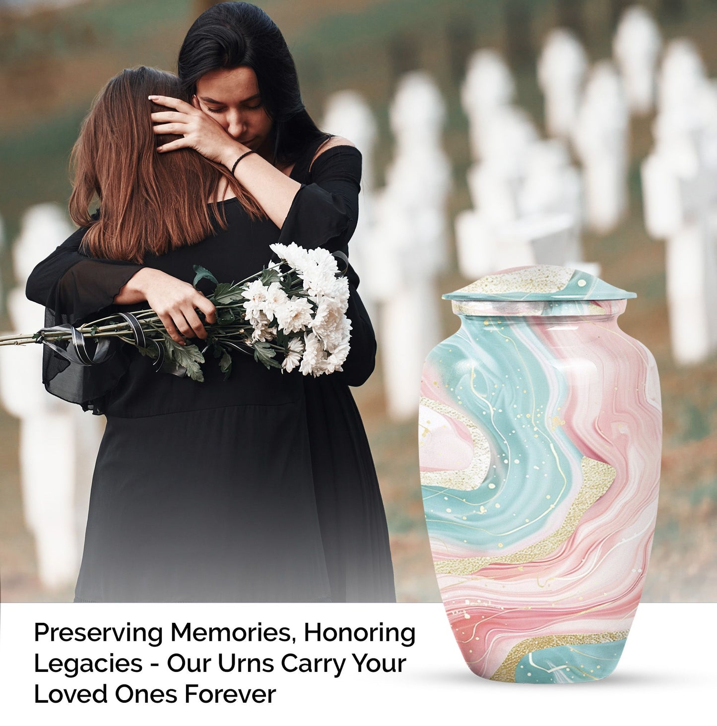 Abstract Urn, classic aluminium cremation funeral urn