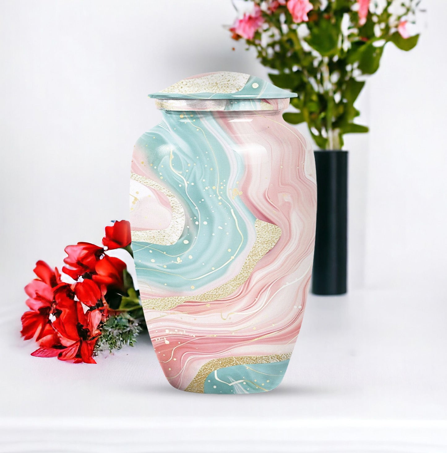 Abstract Urn, classic aluminium cremation funeral urn